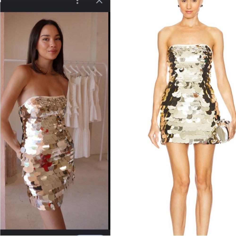 Significant Other Jorja Mini Dress Sequin size 4 Gold NWT